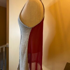 Gray Cable Knit Tank Top with sheer back